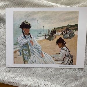 Claude Monet “ on the beach at Trouville” textured print 1870